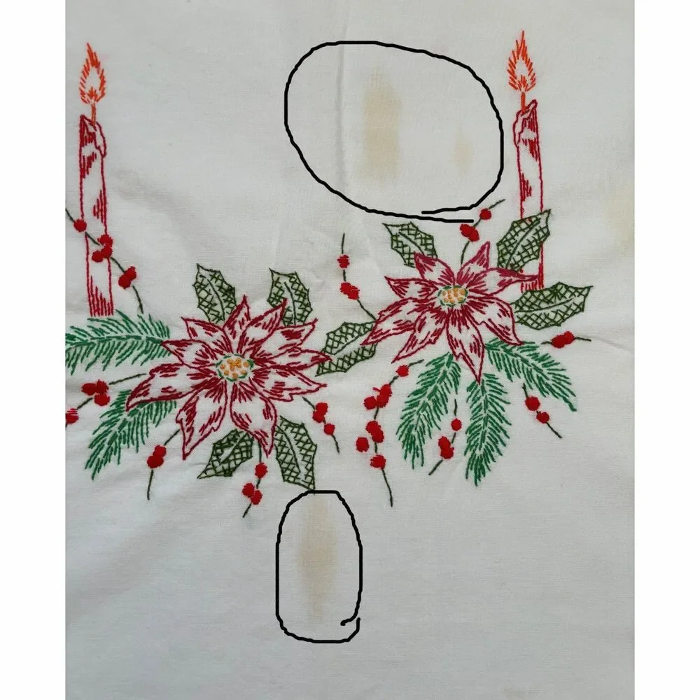 Embroidered Christmas Tablecloth Holiday Square